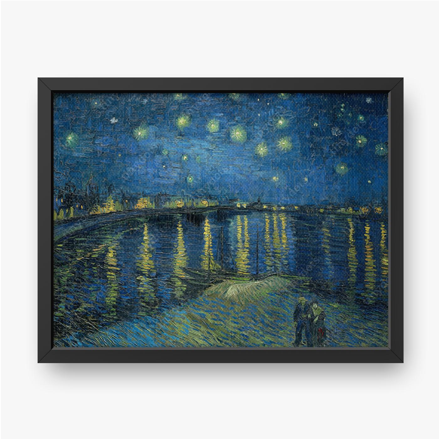 Obraz na płótnie w ramie Vincent van Gogh Gwiaździsta noc nad Rodanem 1888