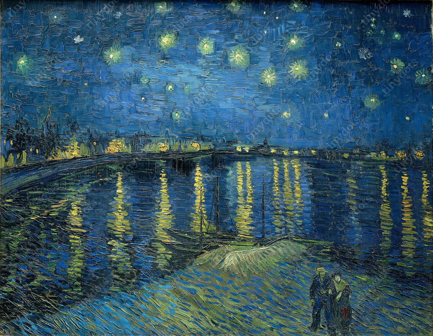 Obraz na płótnie w ramie Vincent van Gogh Gwiaździsta noc nad Rodanem 1888
